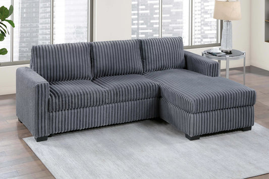 2-Piece Sectional Sofa with Chaise – Dark Gray Corduroy | F8326