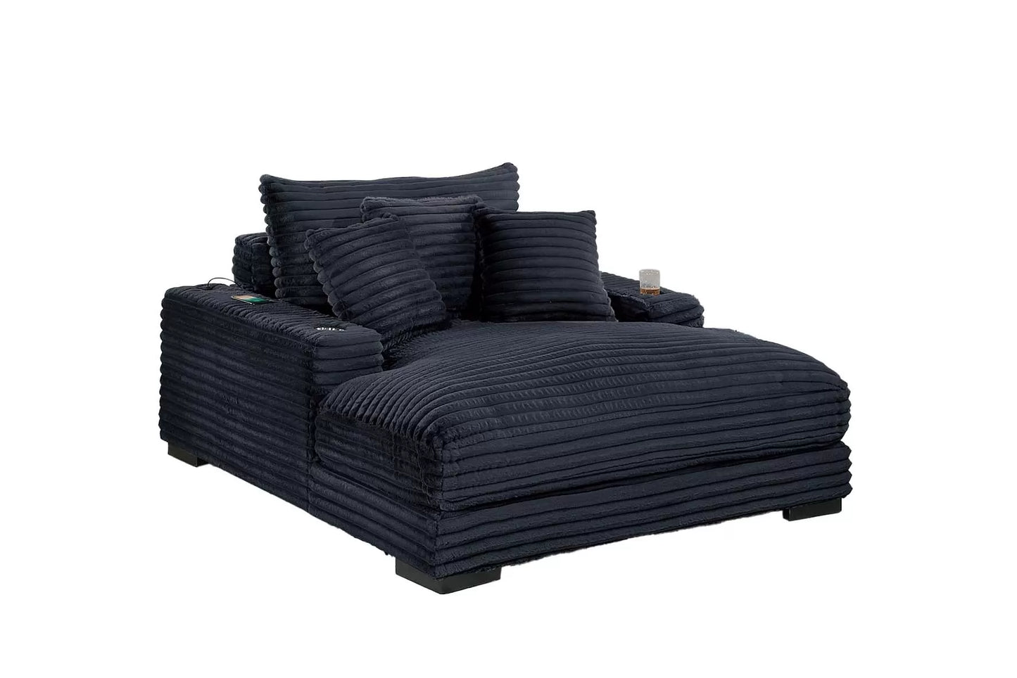 Jumbo Corduroy Chaise Lounge – Black F8327