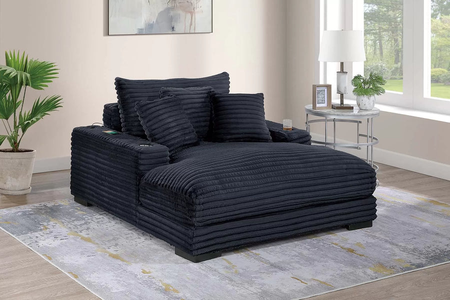 Jumbo Corduroy Chaise Lounge – Black F8327