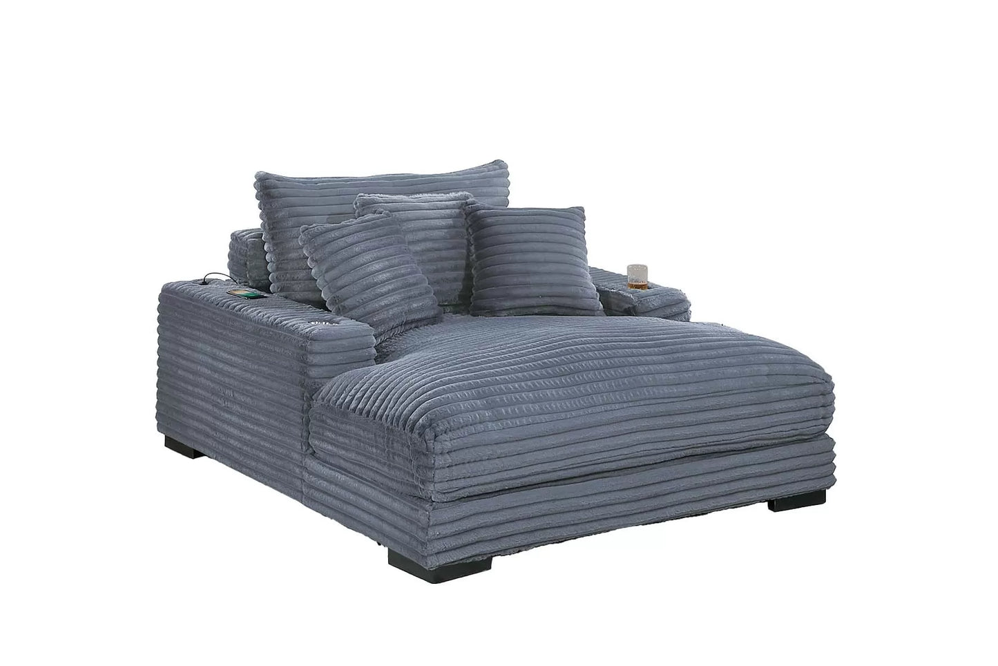 Jumbo Corduroy Chaise Lounge – Gray F8331