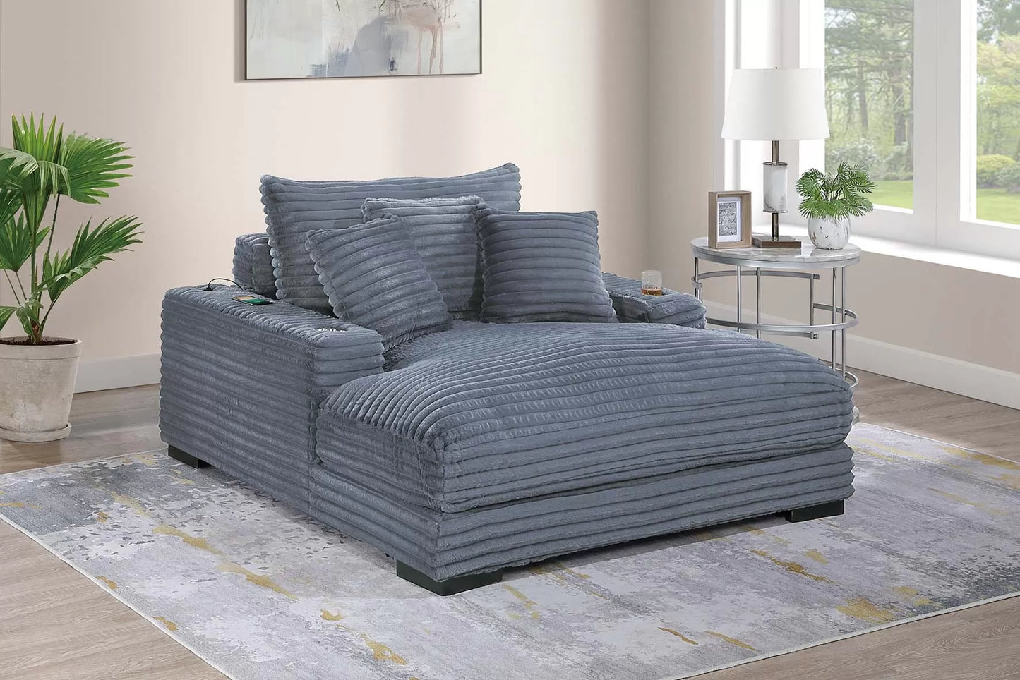 Jumbo Corduroy Chaise Lounge – Gray F8331