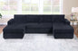 3-Piece Sectional Sofa Set – Black Jumbo Corduroy with Dual Chaise F8333