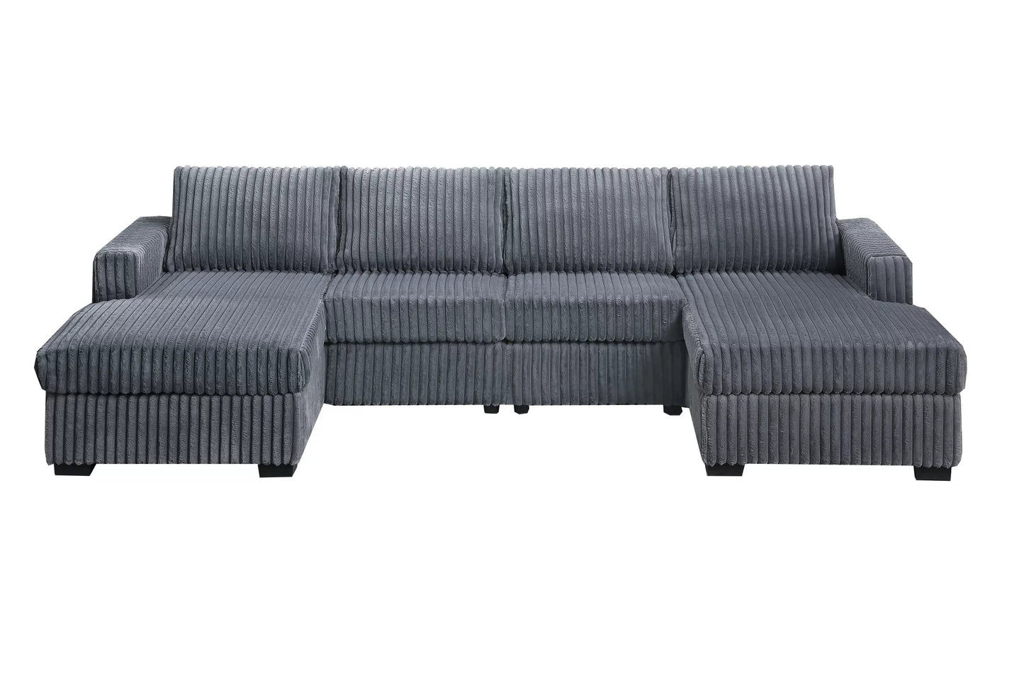 3-Piece Sectional Sofa Set – Dark Gray Jumbo Corduroy with Dual Chaise F8334