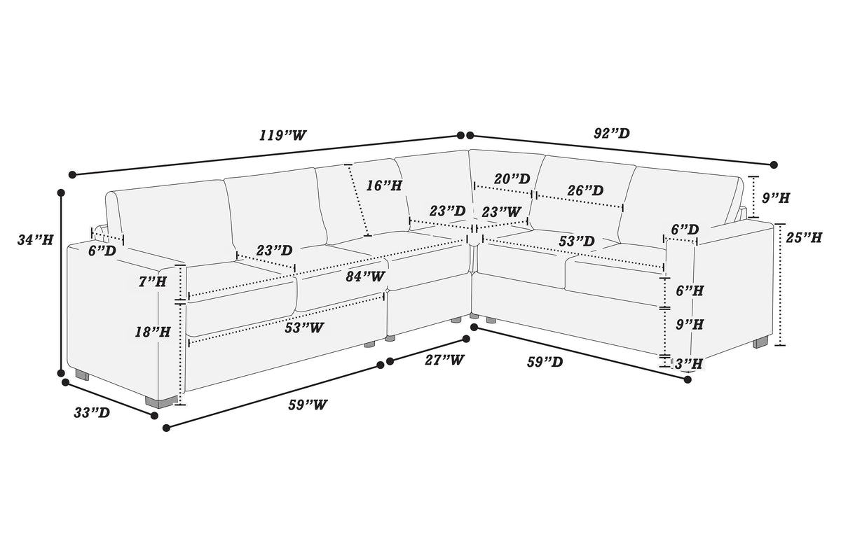 The Kingsley Black Sectional – 4 Piece - view 3