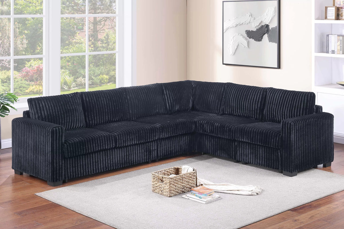 The Kingsley Black Sectional – 4 Piece