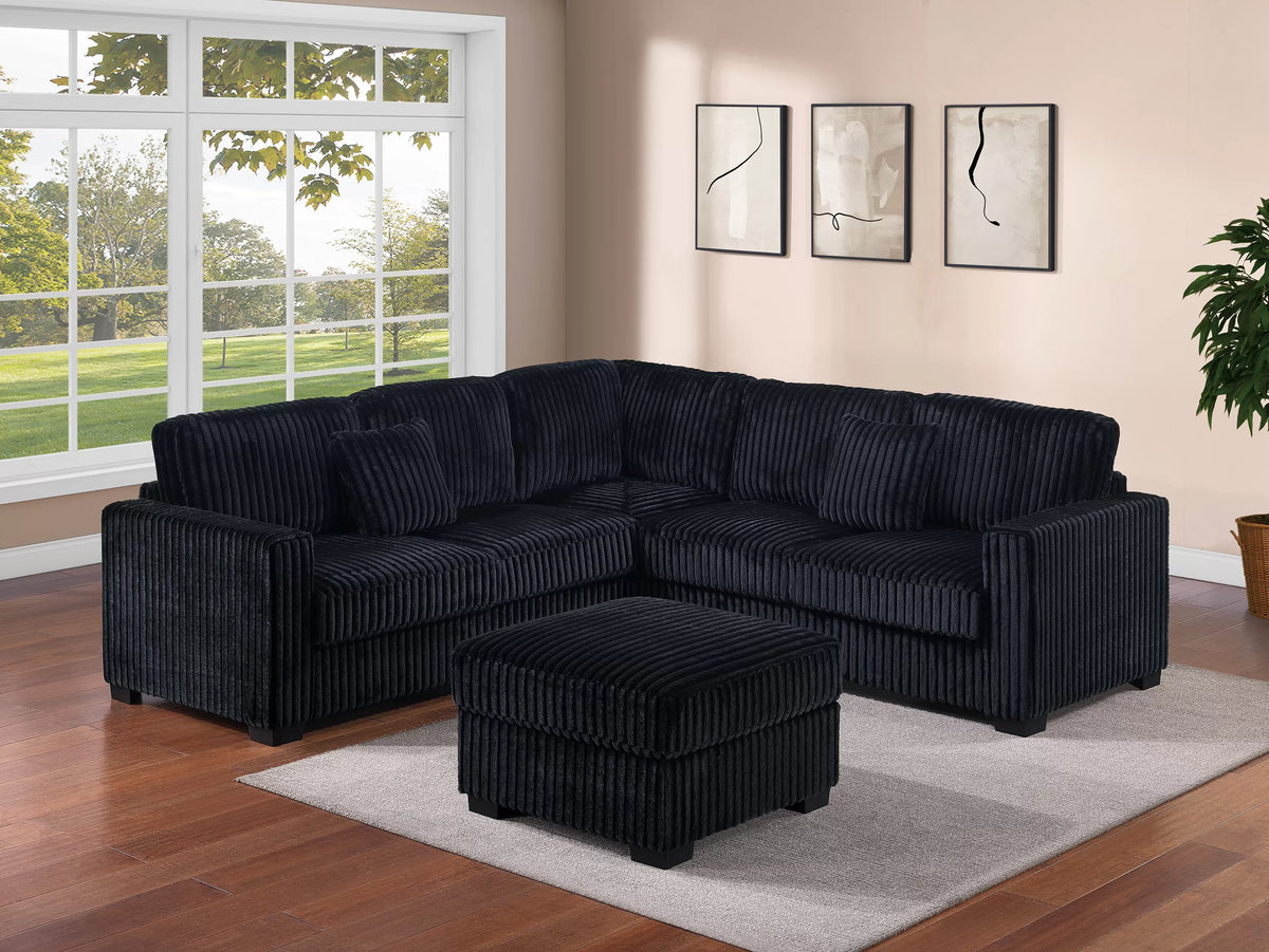 The Ashcroft Black Sectional – 4 Piece
