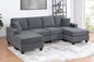 3-Piece U-Style Sectional with Dual Chaise & Built-In USB – Slate Gray F8359