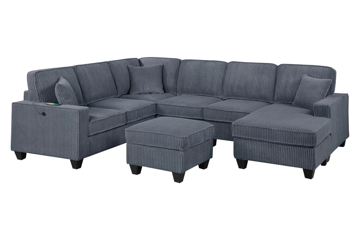 The Halloran Dark Gray Sectional – 5 Piece - view 2