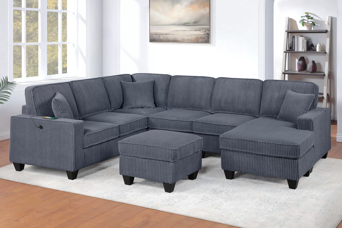 The Halloran Dark Gray Sectional – 5 Piece