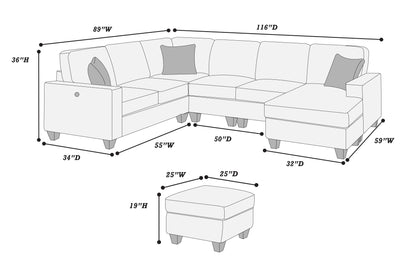 The Danvers Slate Black Sectional – 5 Piece - view 6
