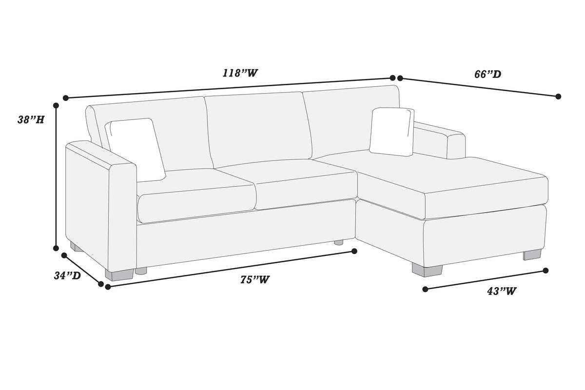 The Larkspur Onyx Jumbo Corduroy Reversible Sectional – 2 Piece - view 2