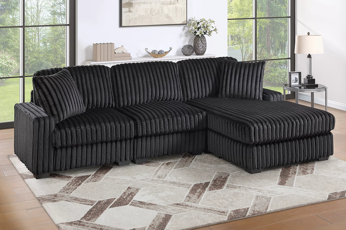 The Larkspur Onyx Jumbo Corduroy Reversible Sectional – 2 Piece - view 1