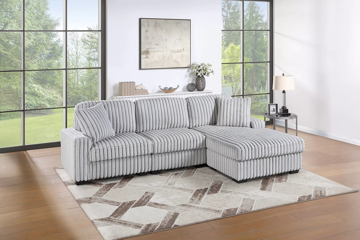 The Larkspur Mink Gray Jumbo Corduroy Reversible Sectional – 2 Piece - view 2
