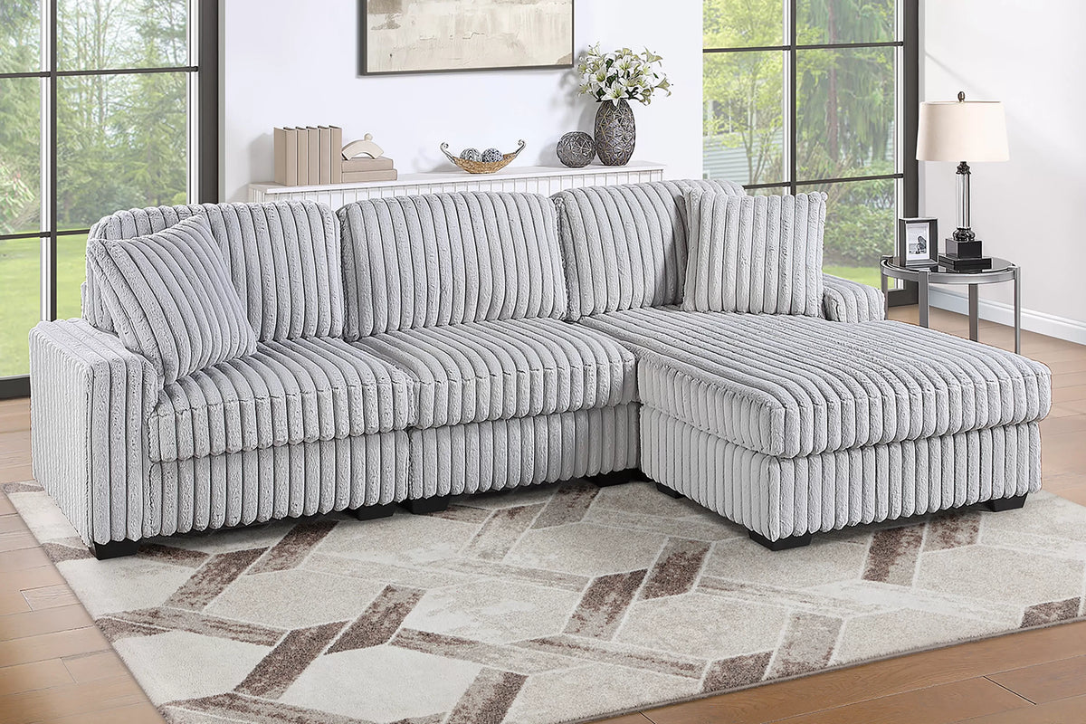 The Larkspur Mink Gray Jumbo Corduroy Reversible Sectional – 2 Piece - view 1