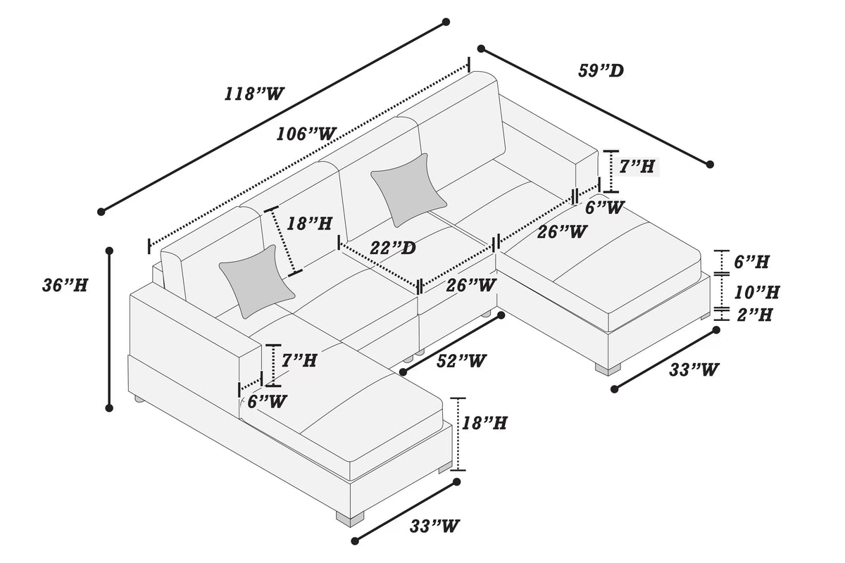 The Fitzsimmons Black Chenille Sectional – 3 Piece