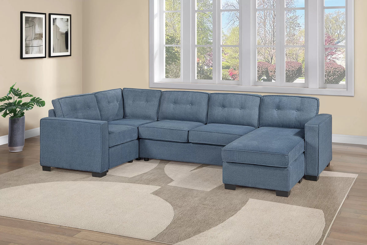 The Ingram Blue Sectional – 3 Piece