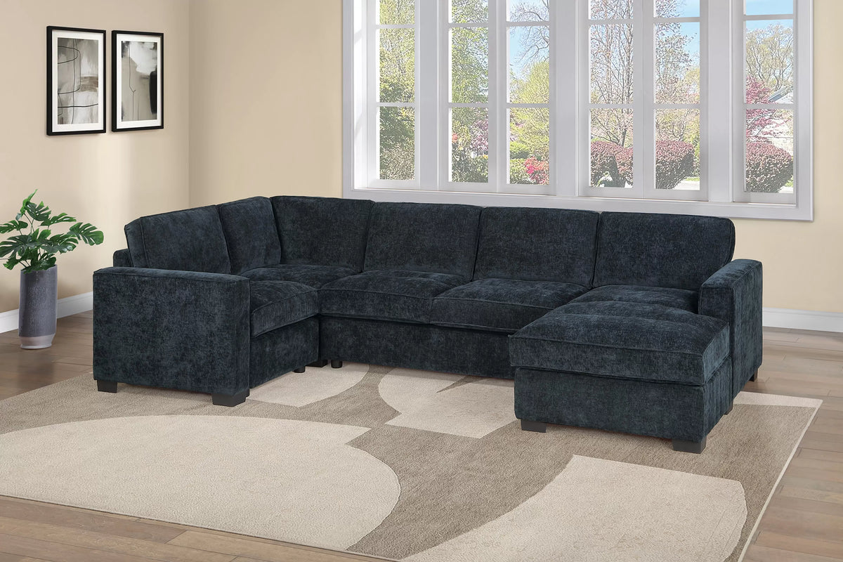 The Eastman Black Chenille Sectional – 3 Piece