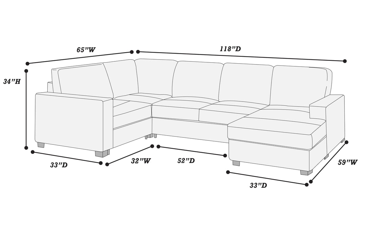 The Eastman Light Brown Chenille Sectional – 3 Piece