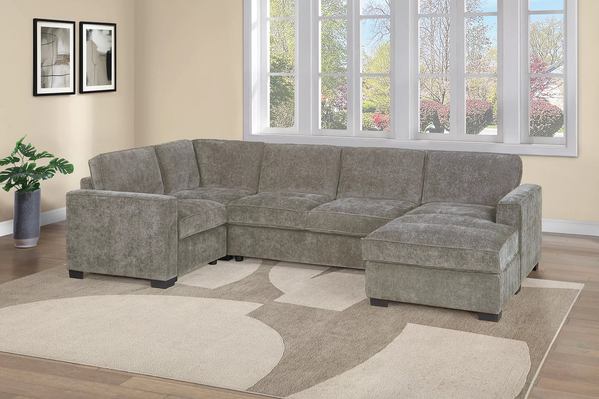 The Eastman Light Brown Chenille Sectional – 3 Piece