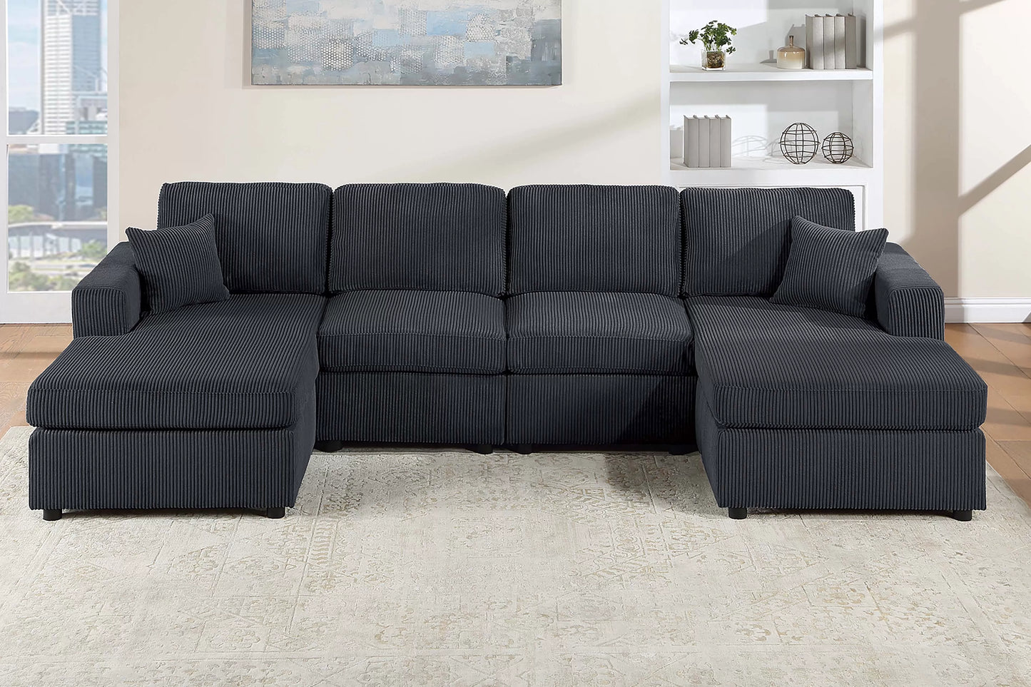 The Sierra Grand Black Sectional – 3 Piece