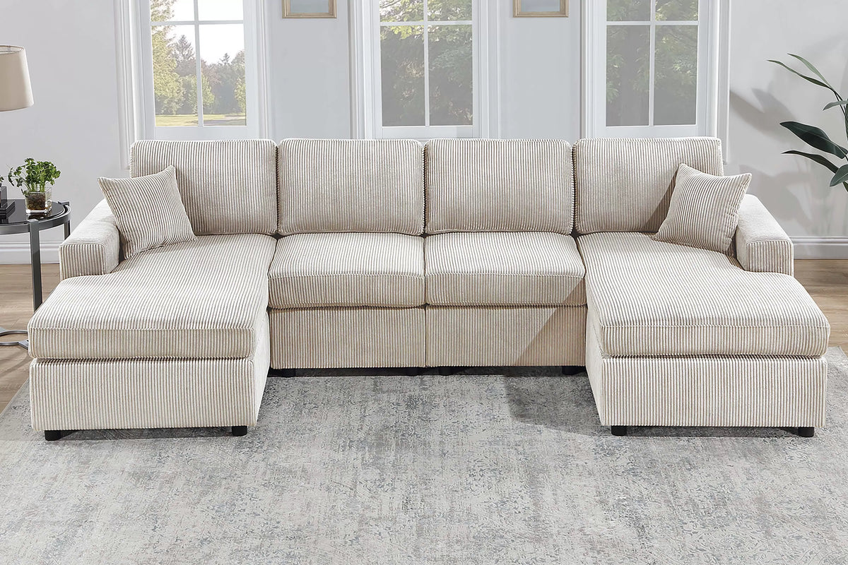 The Stanford Ivory Corduroy Sectional – 3 Piece