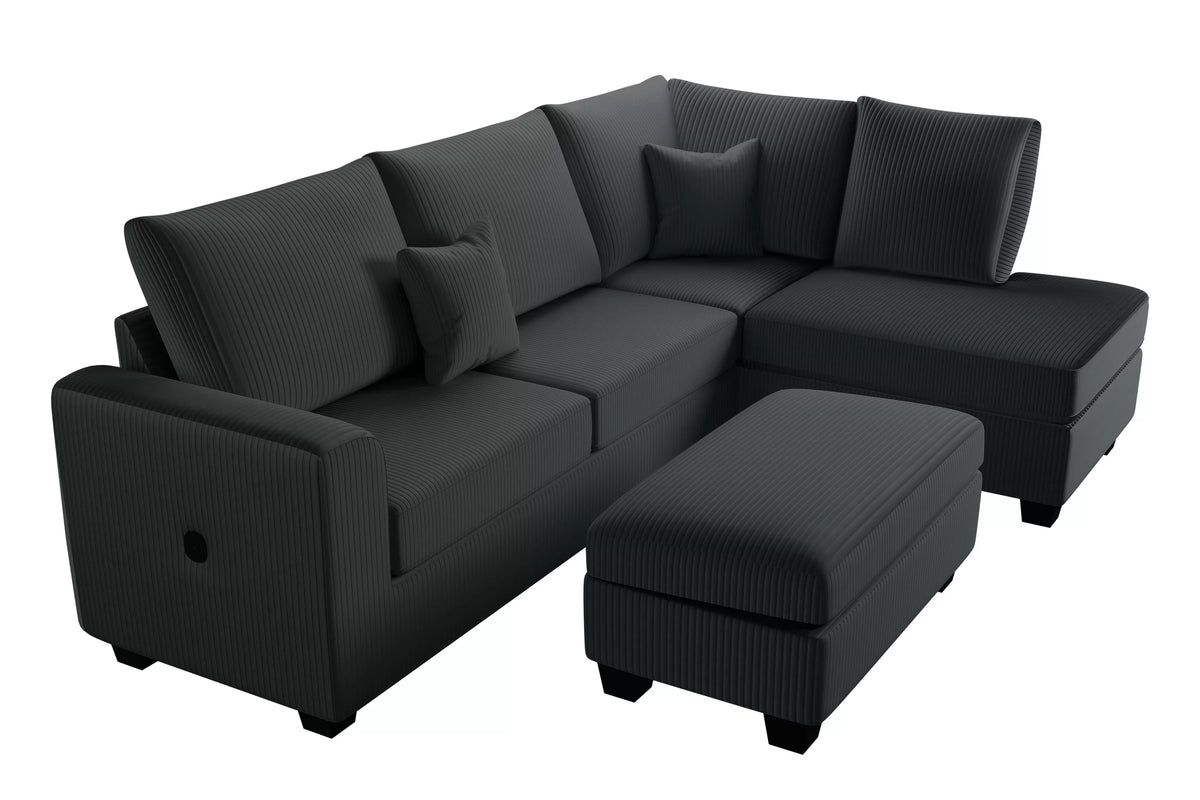 The Ellington Black Sectional – 3 Piece - view 3