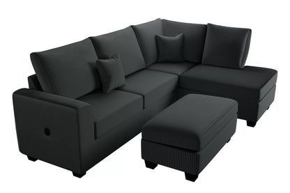 The Ellington Black Sectional – 3 Piece - view 3