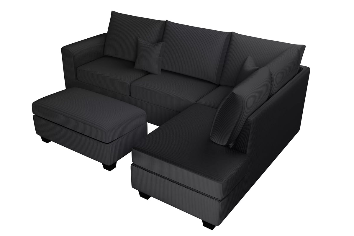 The Ellington Black Sectional – 3 Piece - view 4