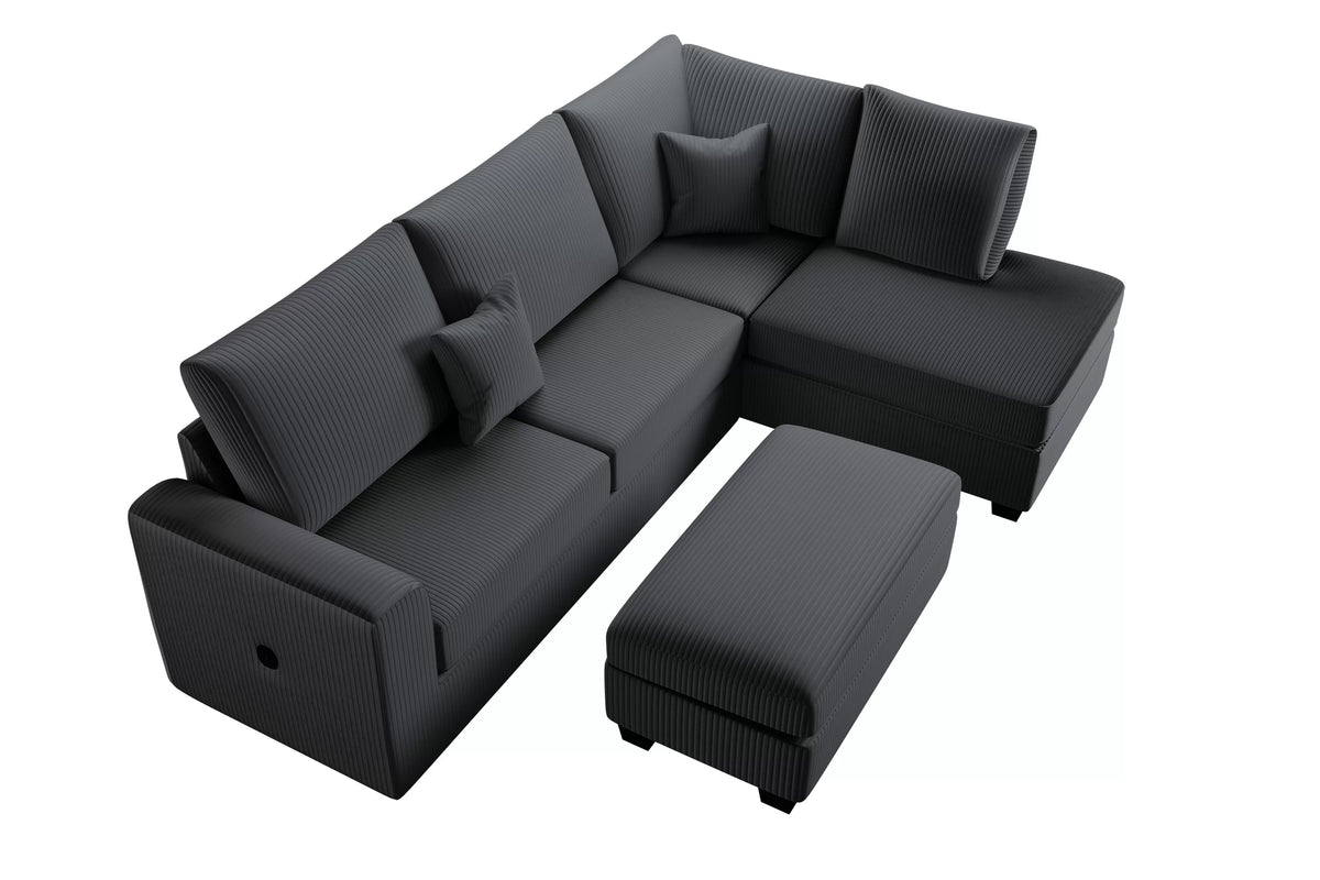 The Ellington Black Sectional – 3 Piece - view 5