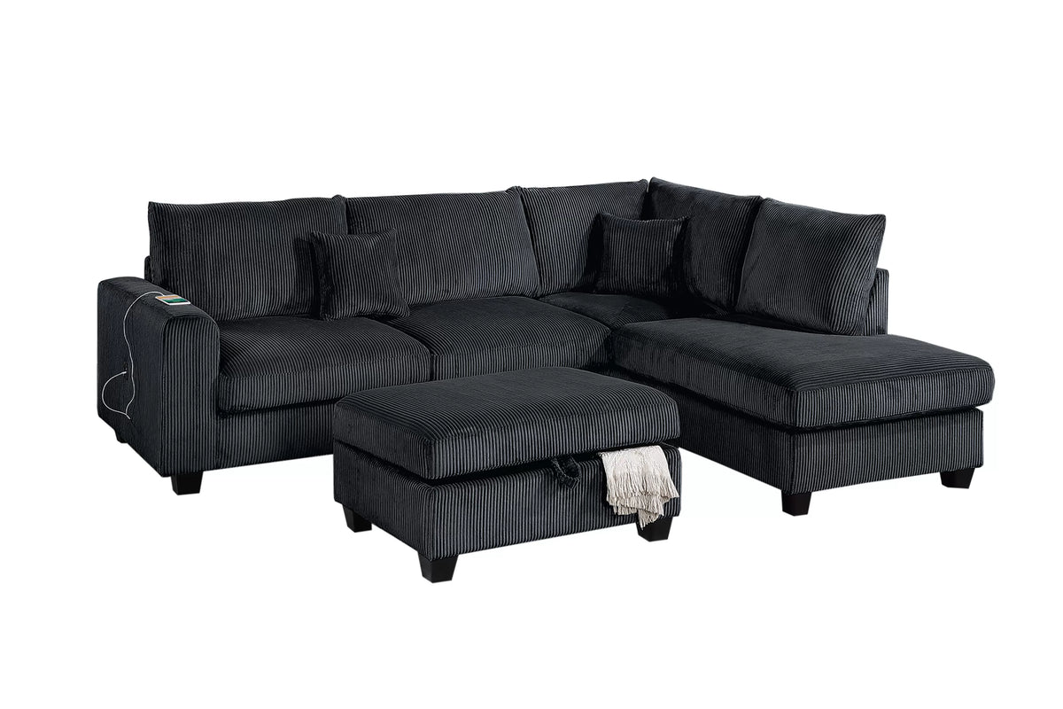 The Ellington Black Sectional – 3 Piece - view 6