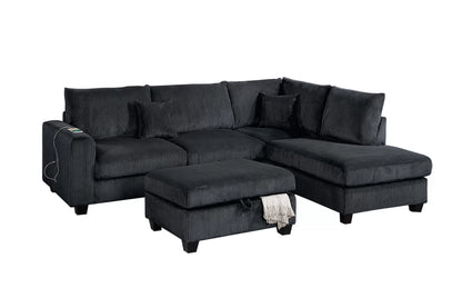 The Ellington Black Sectional – 3 Piece - view 6