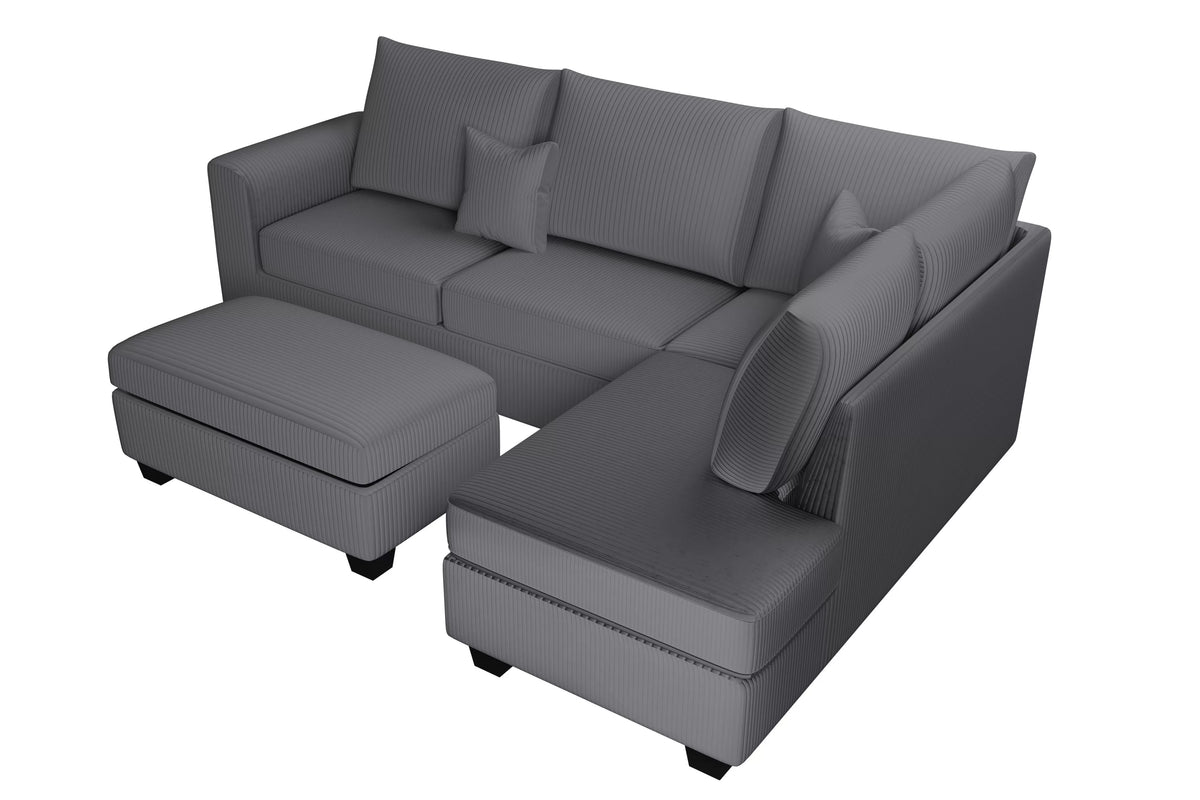 The Ellington Dark Gray Sectional – 3 Piece - view 4