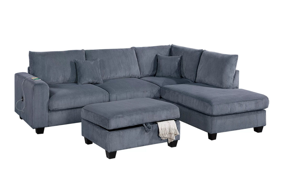 The Ellington Dark Gray Sectional – 3 Piece - view 6