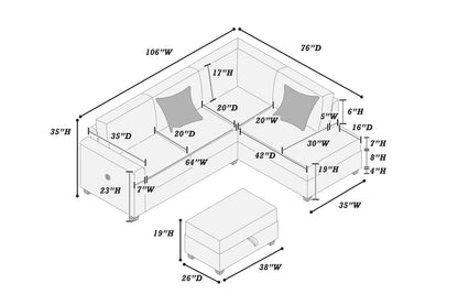 The Ellington Dark Gray Sectional – 3 Piece - view 7