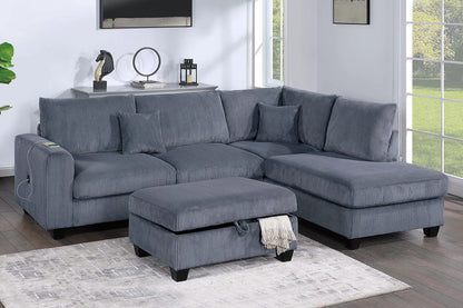 The Ellington Dark Gray Sectional – 3 Piece