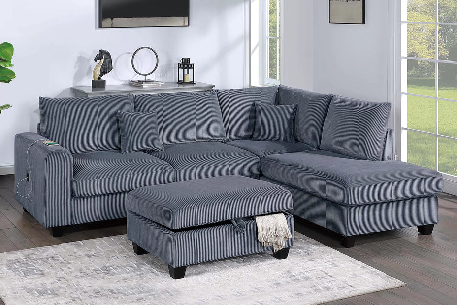 The Ellington Dark Gray Sectional – 3 Piece
