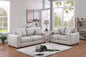 2-Piece Sofa & Loveseat Set – Ivory Corduroy with Throw Pillows F8428