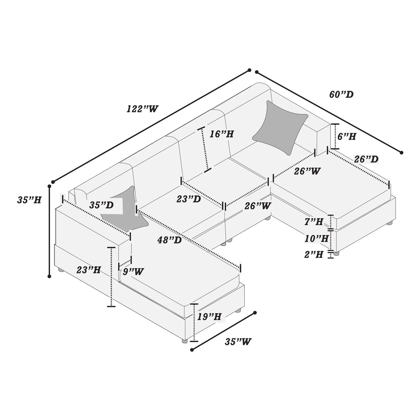 3-Piece Corduroy Sectional Sofa Set – Fog | F8450