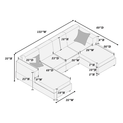 3-Piece Corduroy Sectional Sofa Set – Fog | F8450