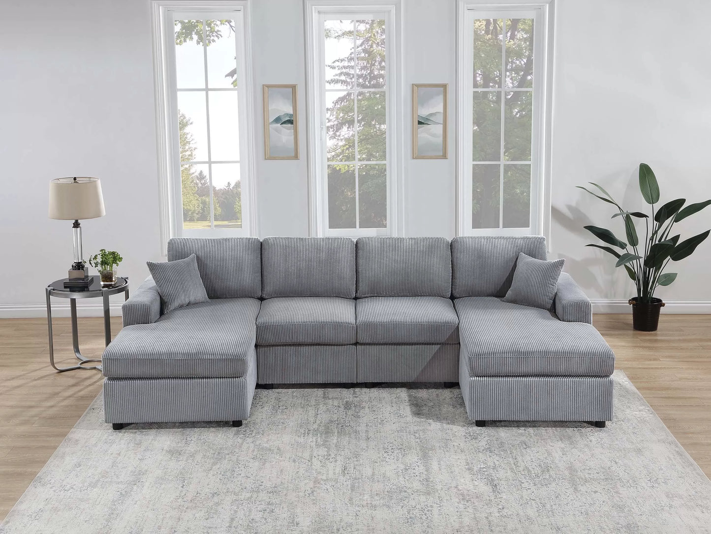 3-Piece Corduroy Sectional Sofa Set – Fog | F8450