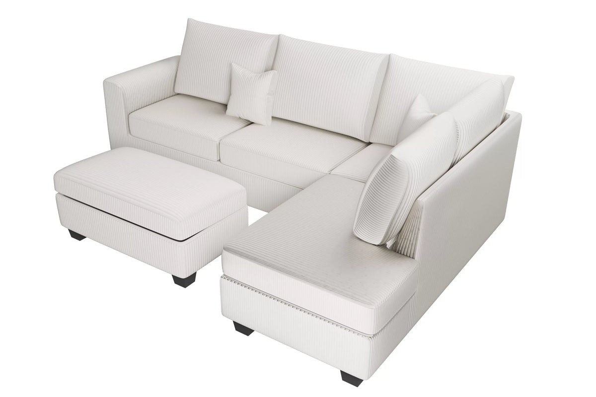 The Sutter Ivory Sectional – 3 Piece - view 4