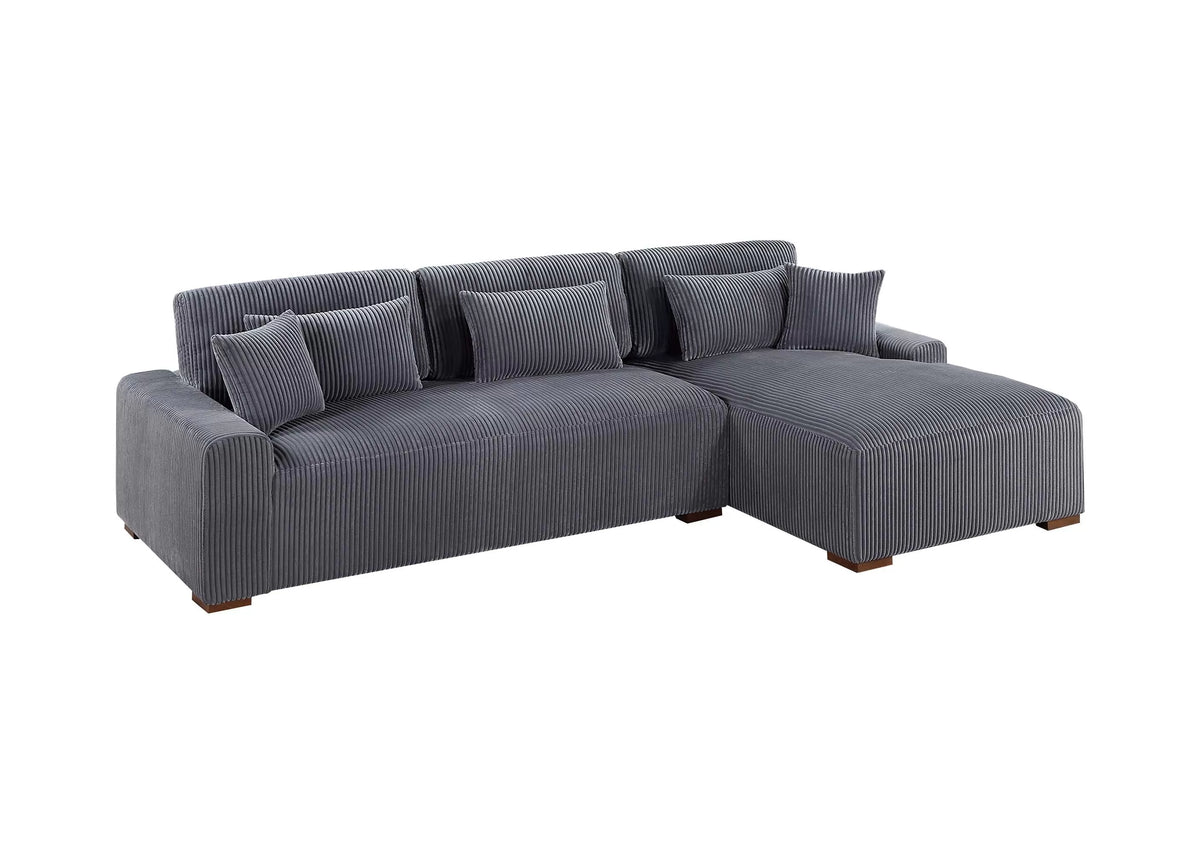 The Marston Dark Gray Corduroy Sectional – 2 Piece