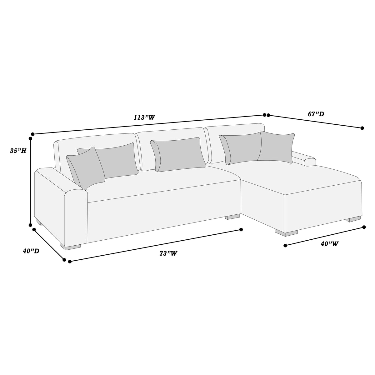 The Marston Dark Gray Corduroy Sectional – 2 Piece