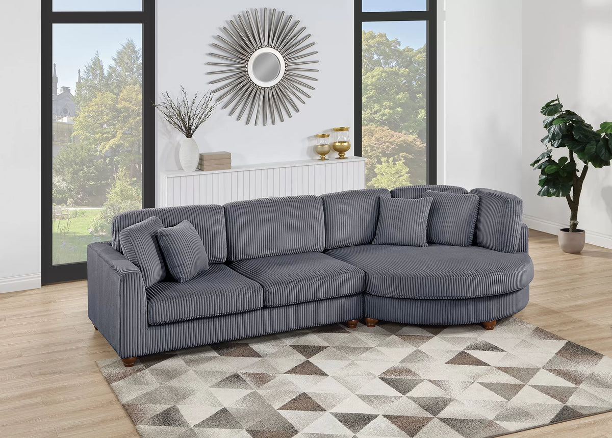 The Ashland Dark Gray Sectional – 2 Piece
