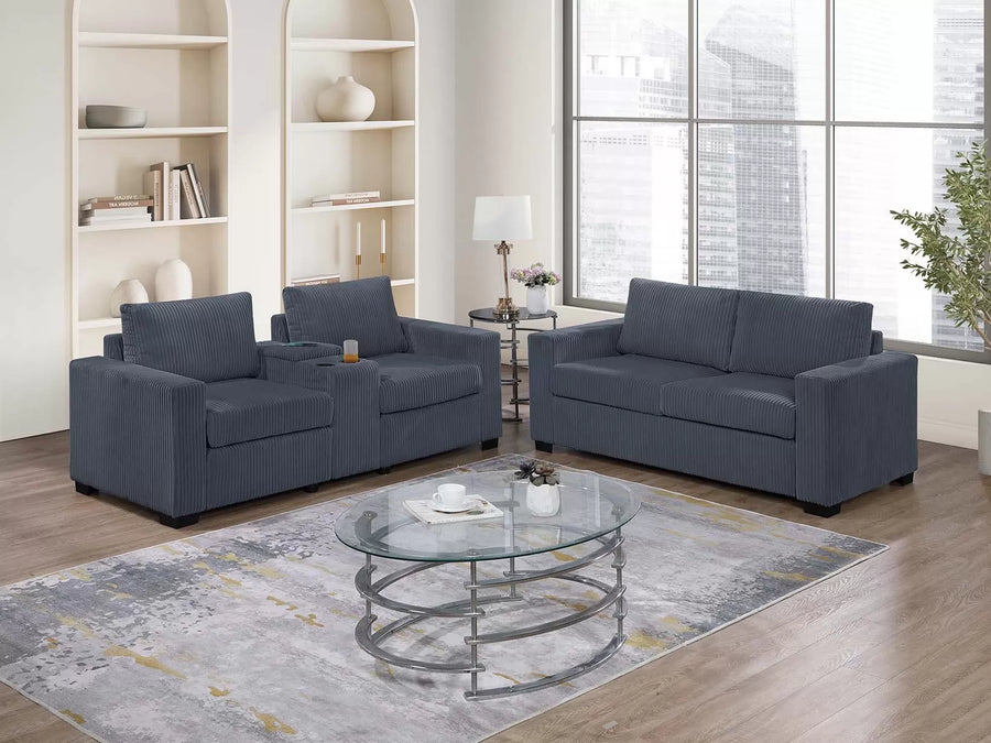 The Hollis Dark Gray Sofa Set – 2 Piece
