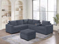 4-Piece Sectional with Ottoman, USB Console & Cup Holders – Dark Gray Wide-Welt Corduroy | F8467