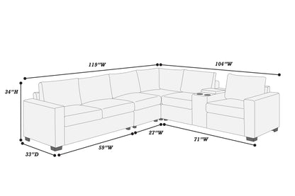 The Lockhart Light Gray Sectional – 4 Piece - view 3