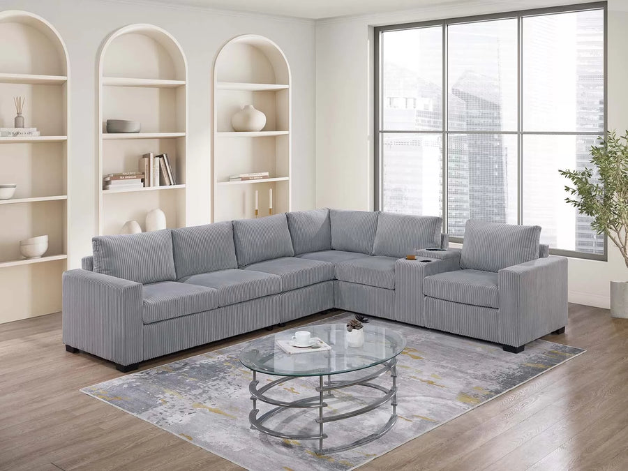 Seccional Lockhart Claro Gris – 4 Piezas