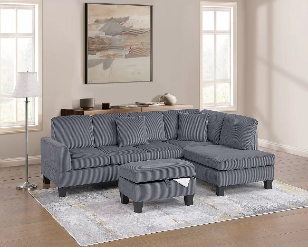 The Whitfield Dark Gray Sectional – 3 Piece