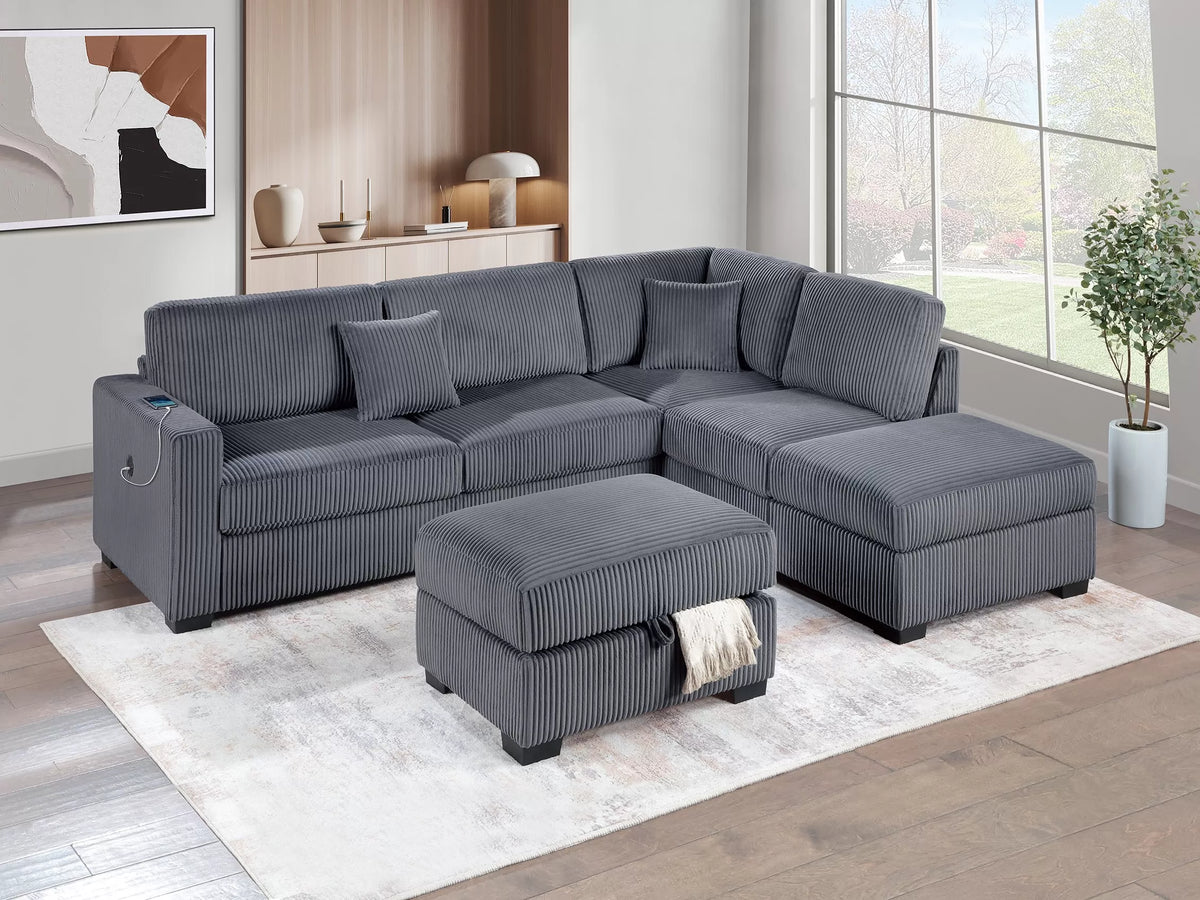 The Norwood Dark Gray Sectional – 3 Piece